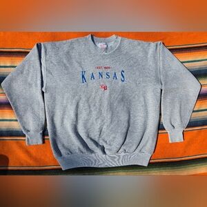 Vintage Kansas Jayhawks Embroidered Crewneck Sweater
